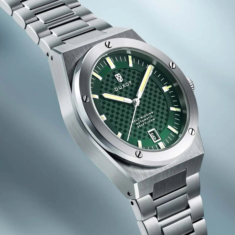 Duxot Bastia Automatic Green Dial Men's Timepiece - DX-2068-55 (Stainless Steel Strap)