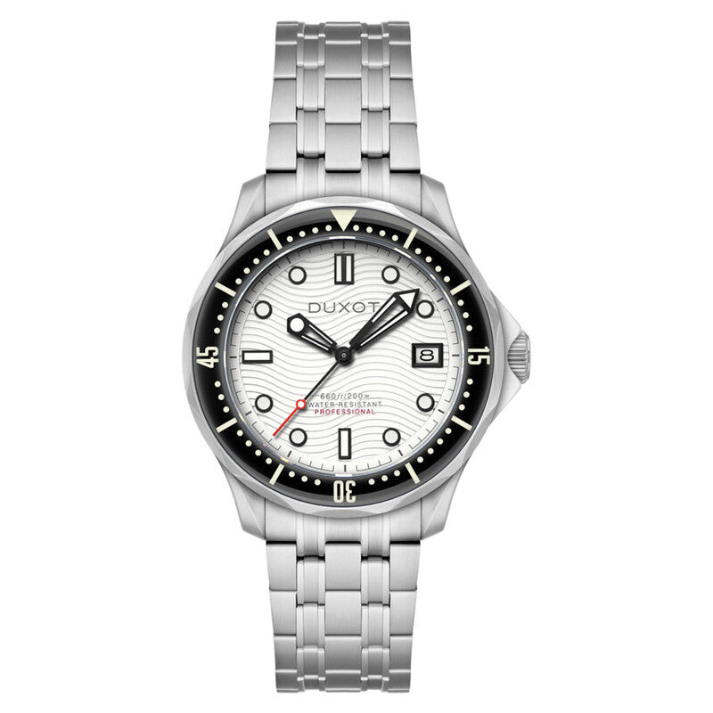 Duxot Henri Diver Automatic White Dial Men's Timepiece - DX-2060-77 (Stainless Steel Edition)