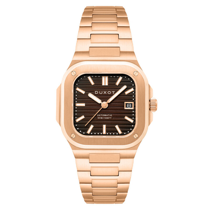 Duxot Quadrata Automatic Brown Dial Men's Timepiece - DX-2073-55 (Stainless Steel Strap)