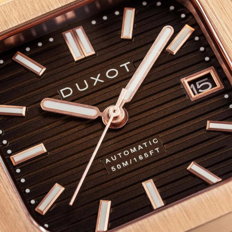 Duxot Quadrata Automatic Brown Dial Men's Timepiece - DX-2073-55 (Stainless Steel Strap)