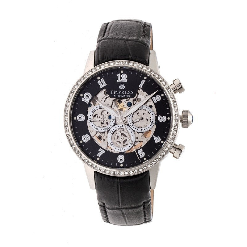 Empress Beatrice automatic women's watch with black skeleton dial