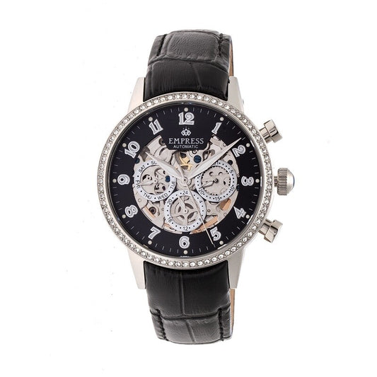 Empress Beatrice automatic women's watch with black skeleton dial