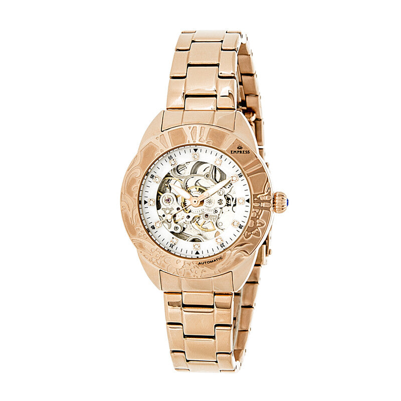 Empress Godiva automatic women's watch with white skeleton dial