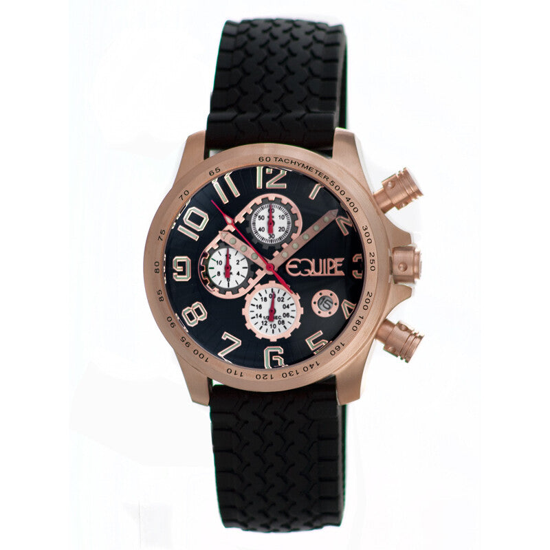 Equipe Hemi chronograph men's watch with black dial and rose gold case