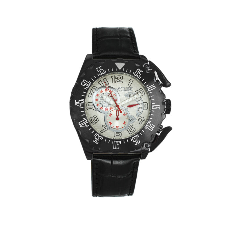 Equipe Paddle men's chronograph with silver dial and black leather strap