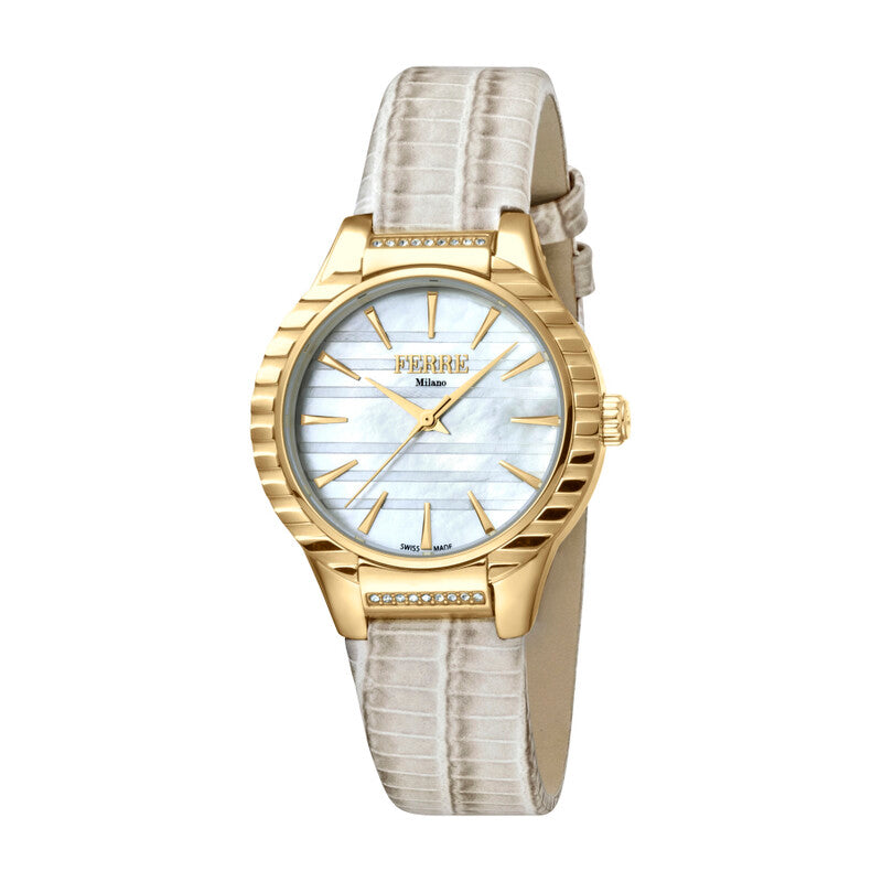 Ferre Milano quartz women's watch with white dial and gold case