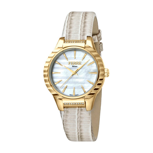 Ferre Milano quartz women's watch with white dial and gold case