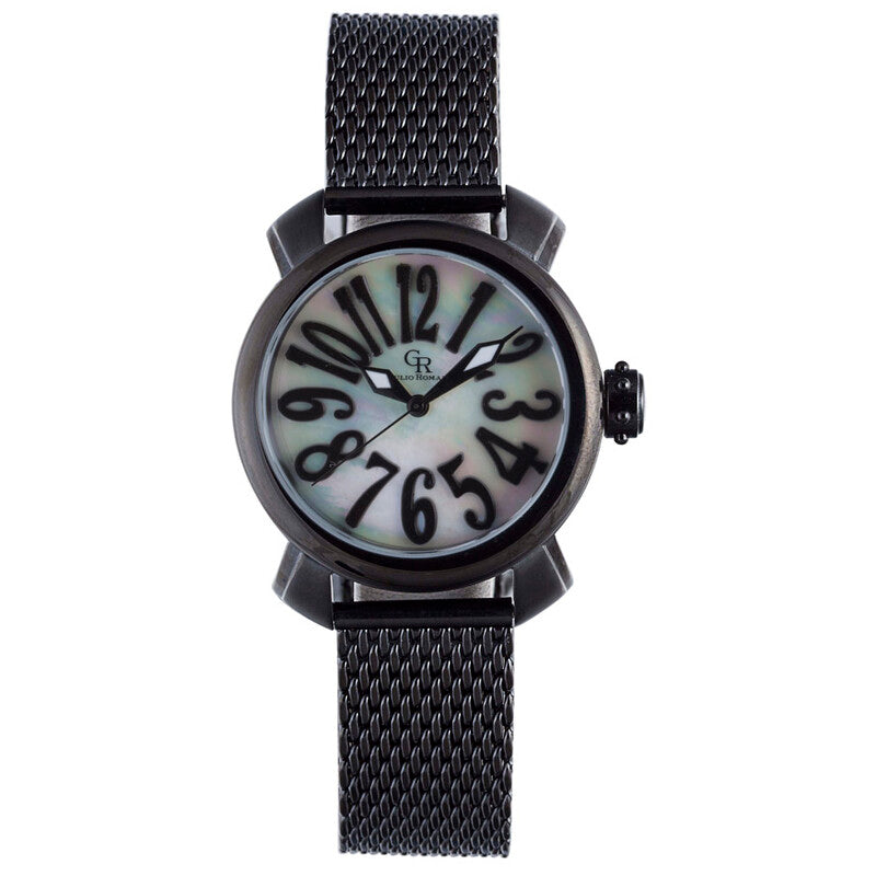 Giulio Romano Rimini White Pearl Dial Black IP Steel Ladies Watch
