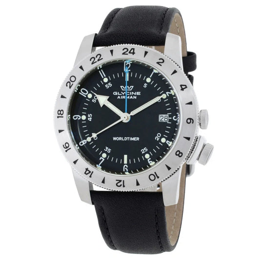 Glycine Airman Vintage GMT 40mm Black Dial Men's Watch GL1048