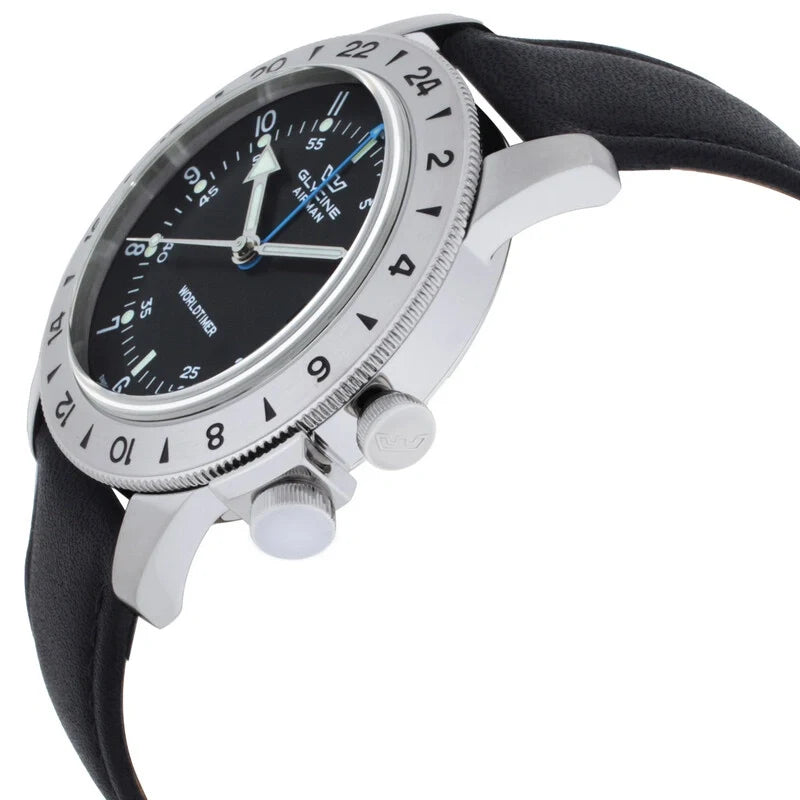 Glycine Airman Vintage GMT 40mm Black Dial Men's Watch GL1048