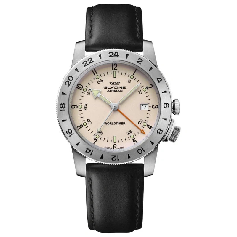 Glycine Airman Vintage GMT 40mm Ivory Dial Men's Watch GL1050