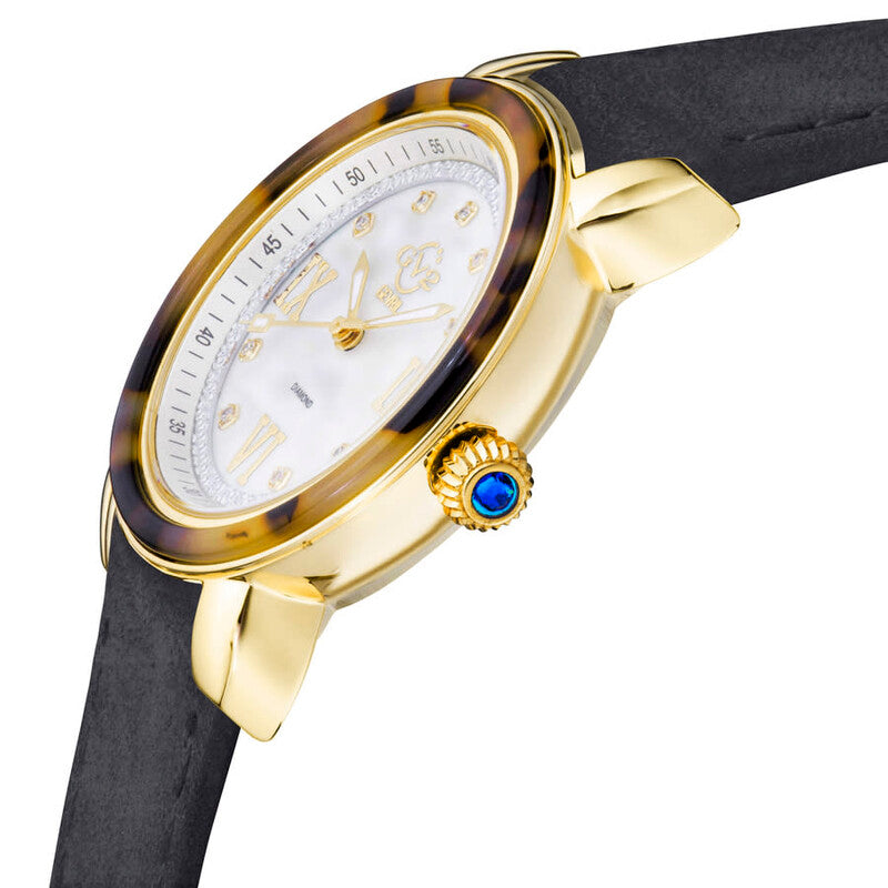 GV2 by Gevril Marsala Tortoise Diamond Mother of Pearl Dial Ladies Watch 9851