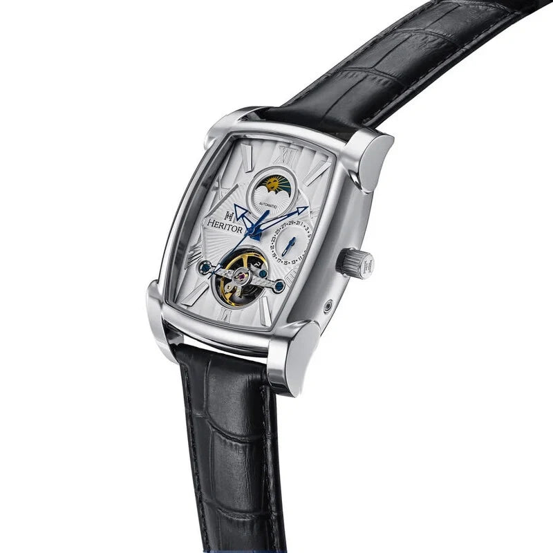 Heritor Valentin Automatic Silver Dial Men's Leather Watch HERHS4402