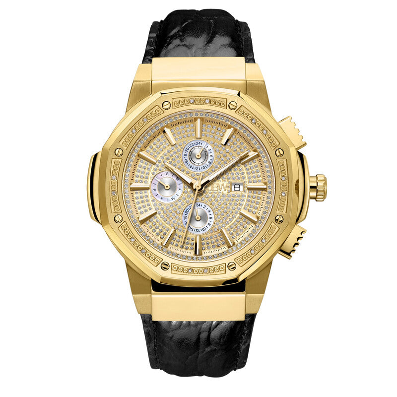 JBW 10 YR Anniversary Saxon 0.16 ctw Diamond and 18K Gold-plated Men's Watch JB-6101L-10A