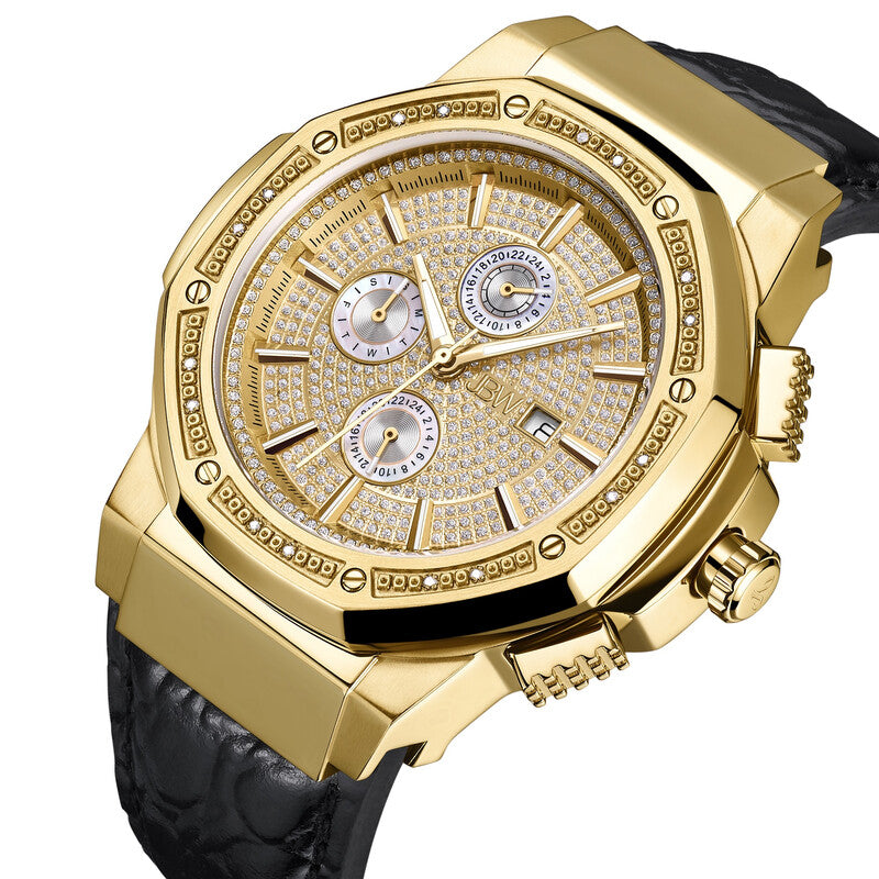 JBW 10 YR Anniversary Saxon 0.16 ctw Diamond and 18K Gold-plated Men's Watch JB-6101L-10A