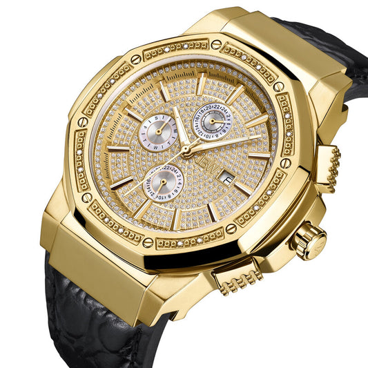 JBW 10 YR Anniversary Saxon 0.16 ctw Diamond and 18K Gold-plated Men's Watch JB-6101L-10A