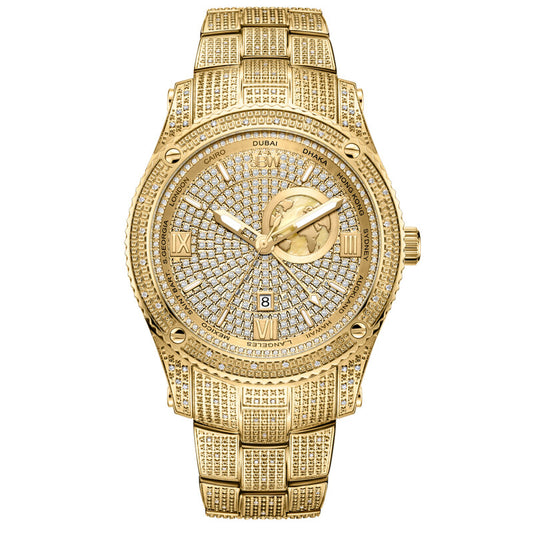 JBW Jet Setter GMT Quartz Diamond Gold Dial Men's Watch J6370A