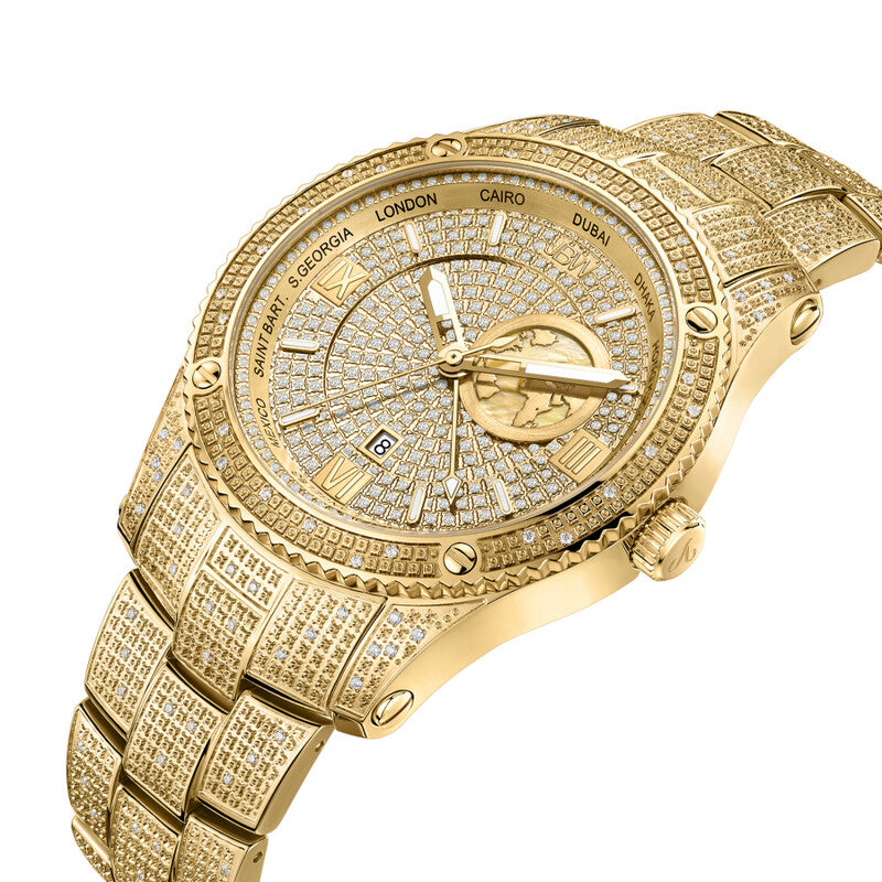 JBW Jet Setter GMT Quartz Diamond Gold Dial Men's Watch J6370A