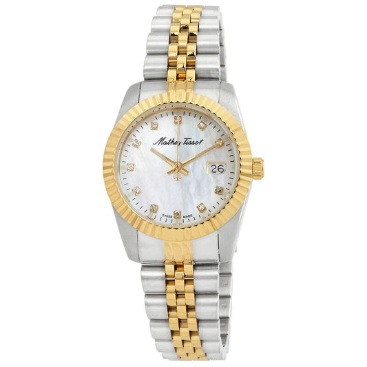 Mathey-Tissot Mathy III MOP Quartz 32mm Two-Tone Ladies Watch D910BI