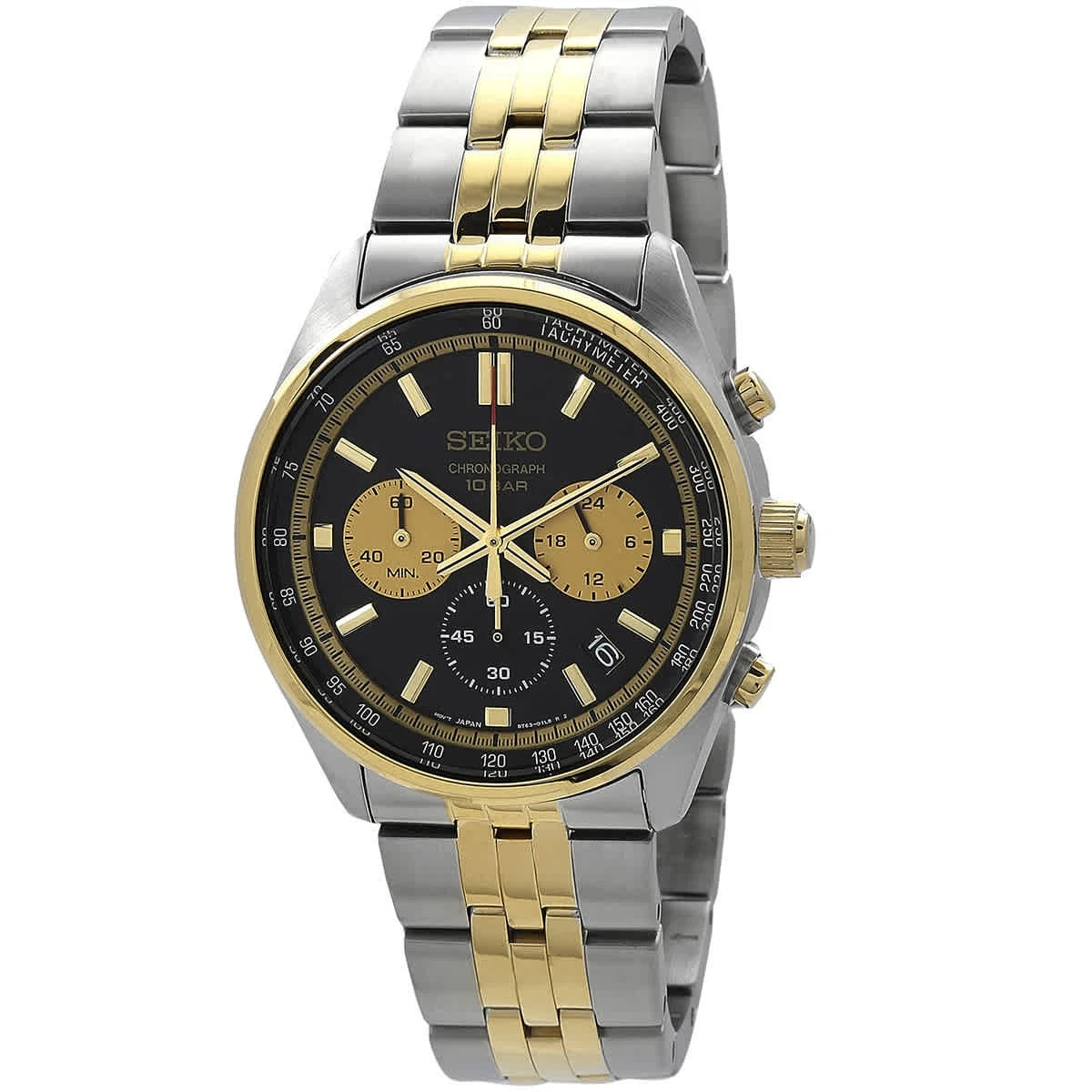 Seiko Chronograph Quartz Black Dial Two-Tone Men's Watch SSB430P1