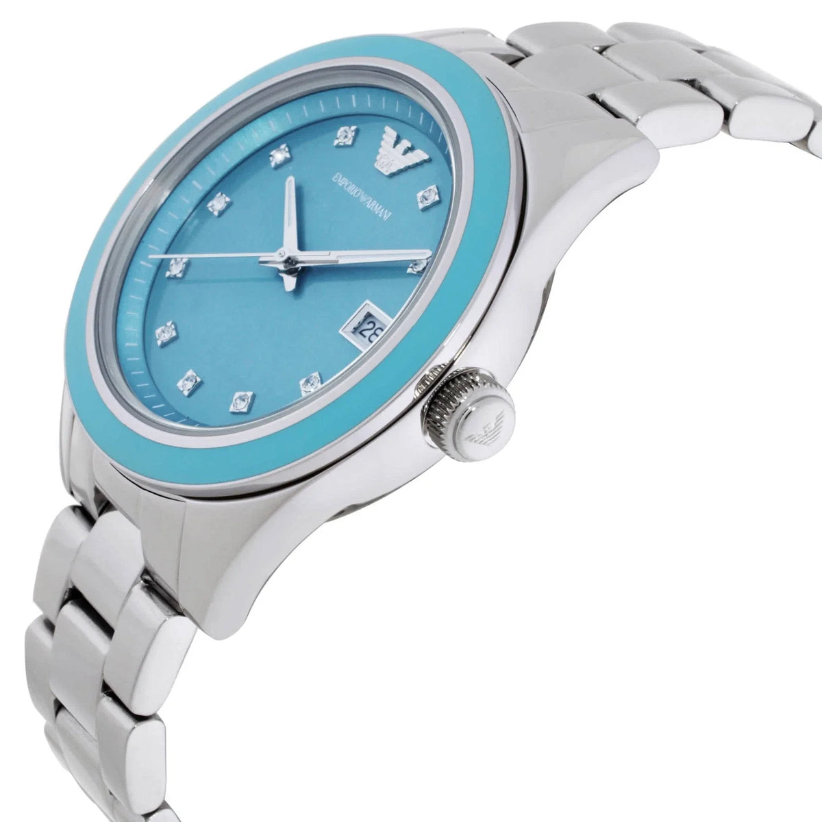 Emporio Armani Leo Crystal Blue Dial Ladies Watch AR11545