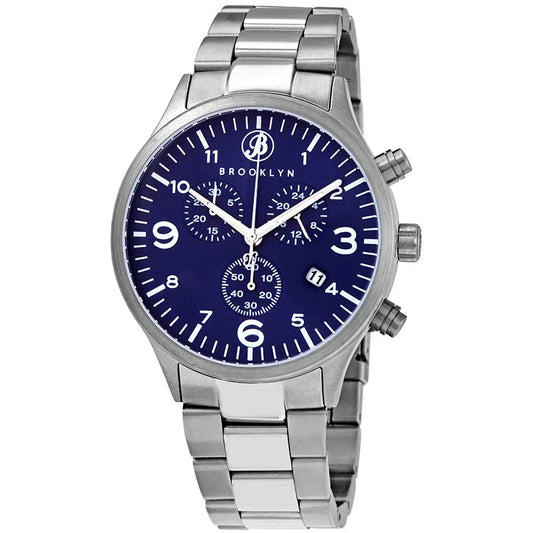 Brooklyn Watch Co. Bedford Brownstone II Blue Dial Stainless Steel Mens Watch 308-BLU-2