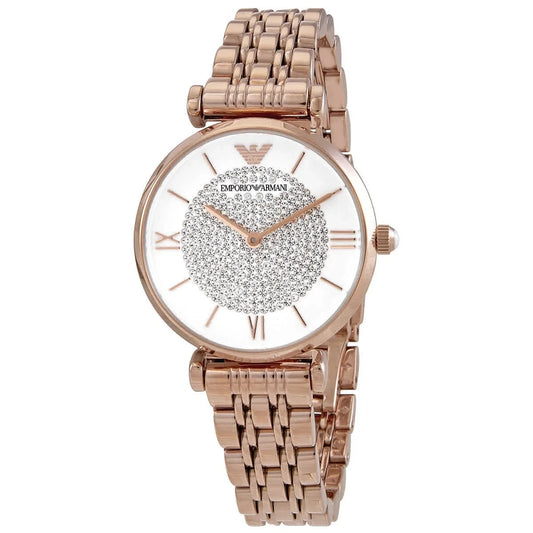 Emporio Armani Glitz Damenuhr mit kristallbesetztem Zifferblatt AR11244