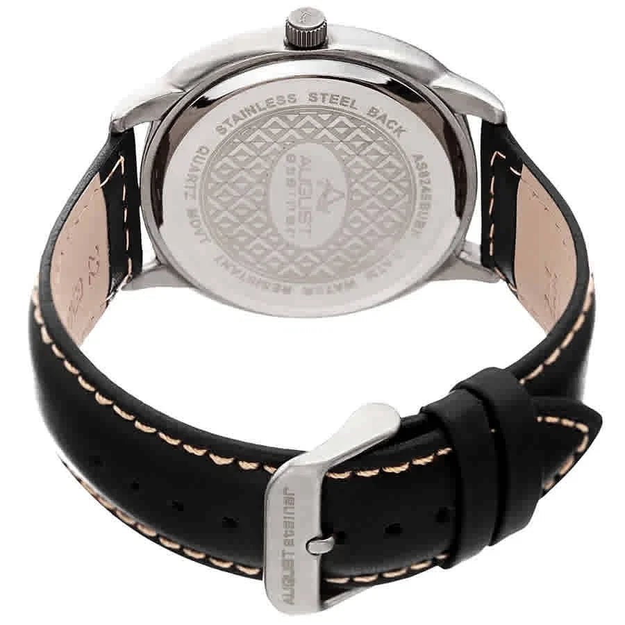 August Steiner Men's AS8245BUBK Blue Dial Black Leather Quartz Watch