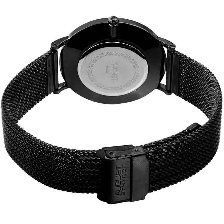 August Steiner AS8219BK Men's Black-Plated Mesh Stainless Steel Watch