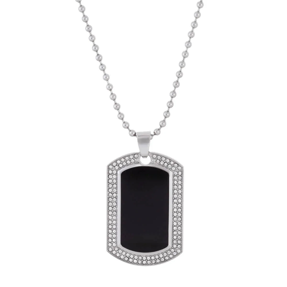 Bulova Quartz Crystal Black Dial Men's Watch and Dog Tag Set 98K101
