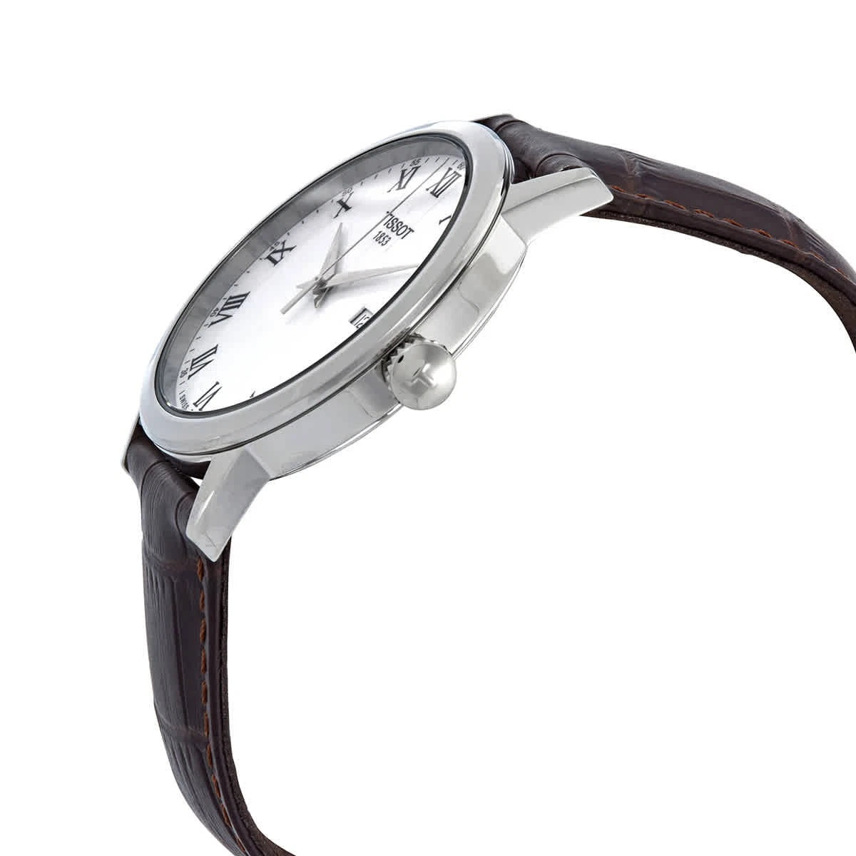 Tissot T-Classic Men's Quartz Watch - 42mm White Dial, Brown Leather Strap T129.410.16.013.00