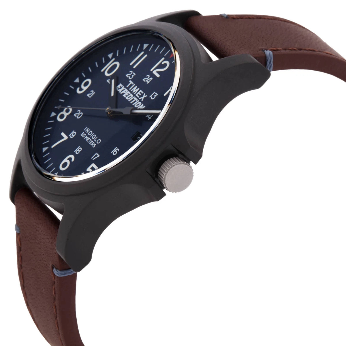 Timex Acadia Men's Quartz Watch - Blue Dial, Brown Resin Strap TWF3C8180