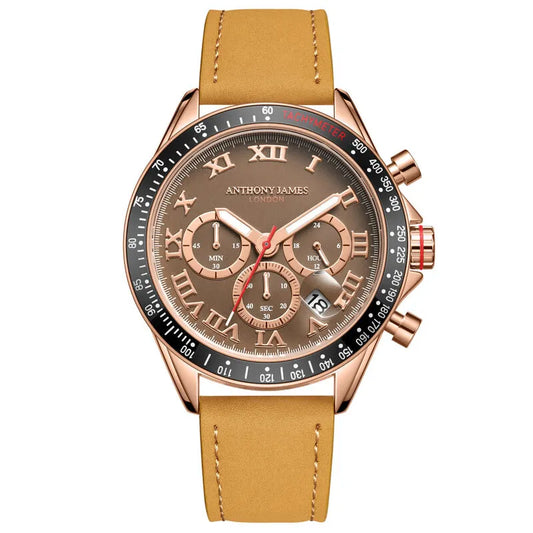 Tachymeter Turbo Brown Dial Men's Watch AJ101