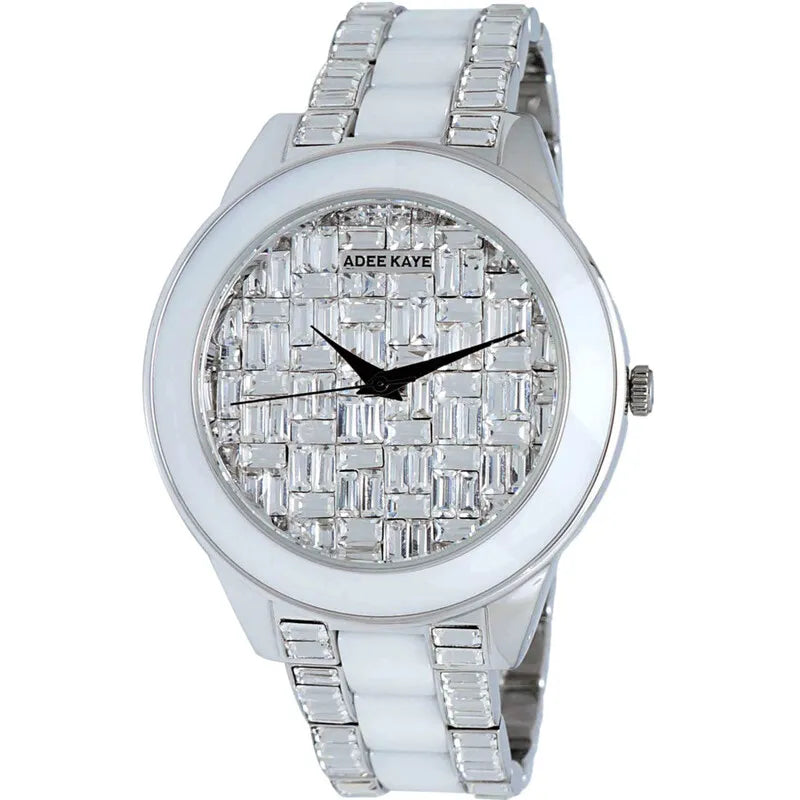 Adee Kaye Venice Collection Silver Dial White Ceramic Unisex Watch AKJ8787