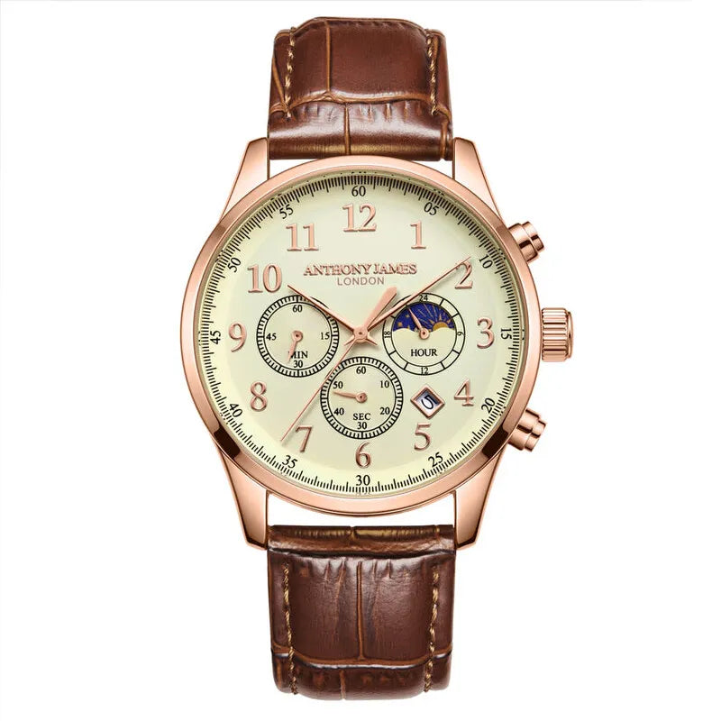 Anthony James Moonphase Chronograph Cream Dial Men's Watch AJ072