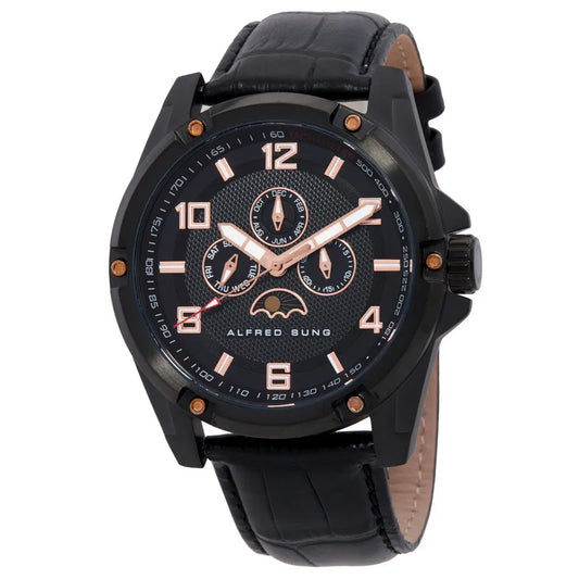 Astral Quartz Moon Phase Black Dial Men's Watch AS1900BL-1A