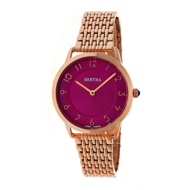 Bertha Abby Fuchsia Dial Rose Gold-Tone Stainless Steel Ladies Watch BR6804