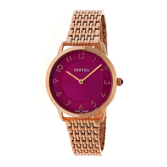 Bertha Abby Fuchsia Dial Rose Gold-Tone Stainless Steel Ladies Watch BR6804