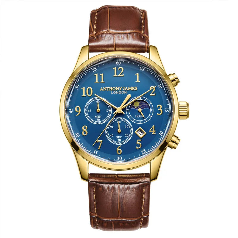 Moonphase Chronograph Chronograph Blue Dial Men's Watch AJ071