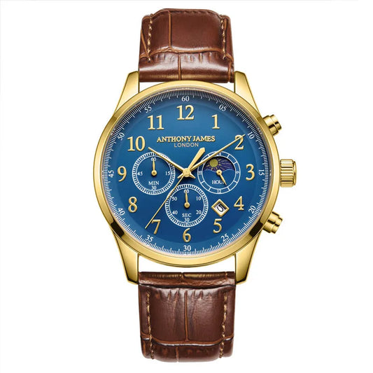 Moonphase Chronograph Chronograph Blue Dial Men's Watch AJ071