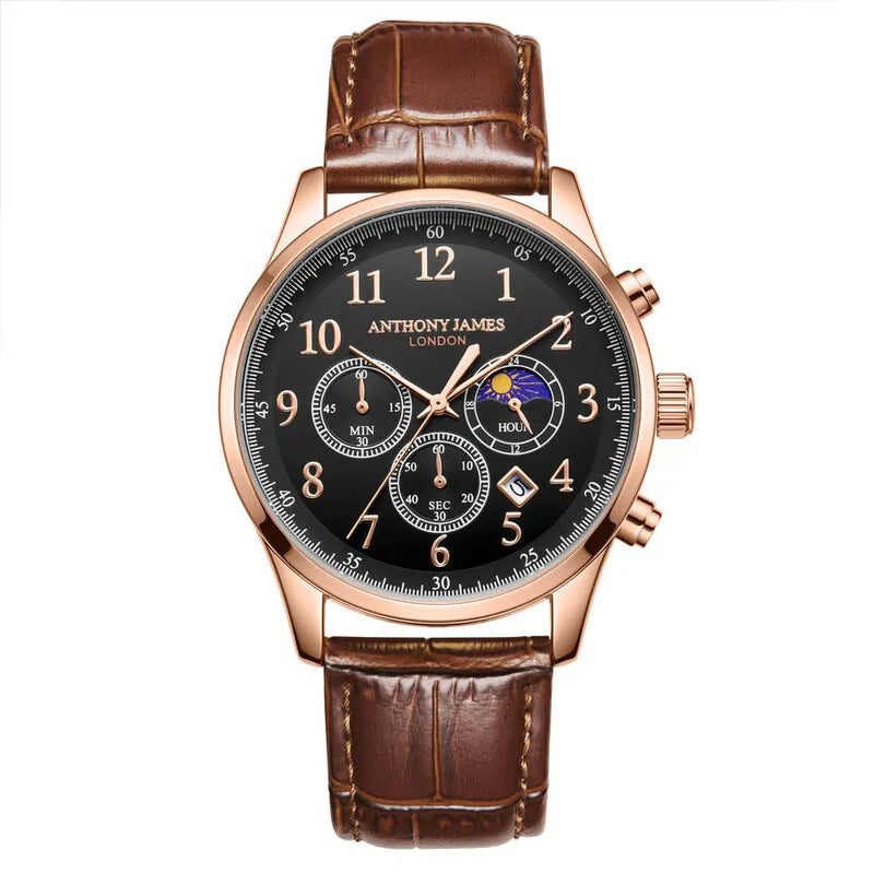 Moonphase Chronograph Black Dial Men's Watch AJ073