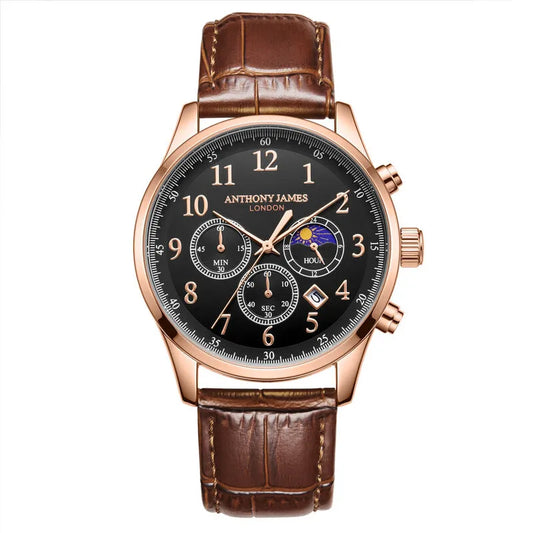 Moonphase Chronograph Black Dial Men's Watch AJ073