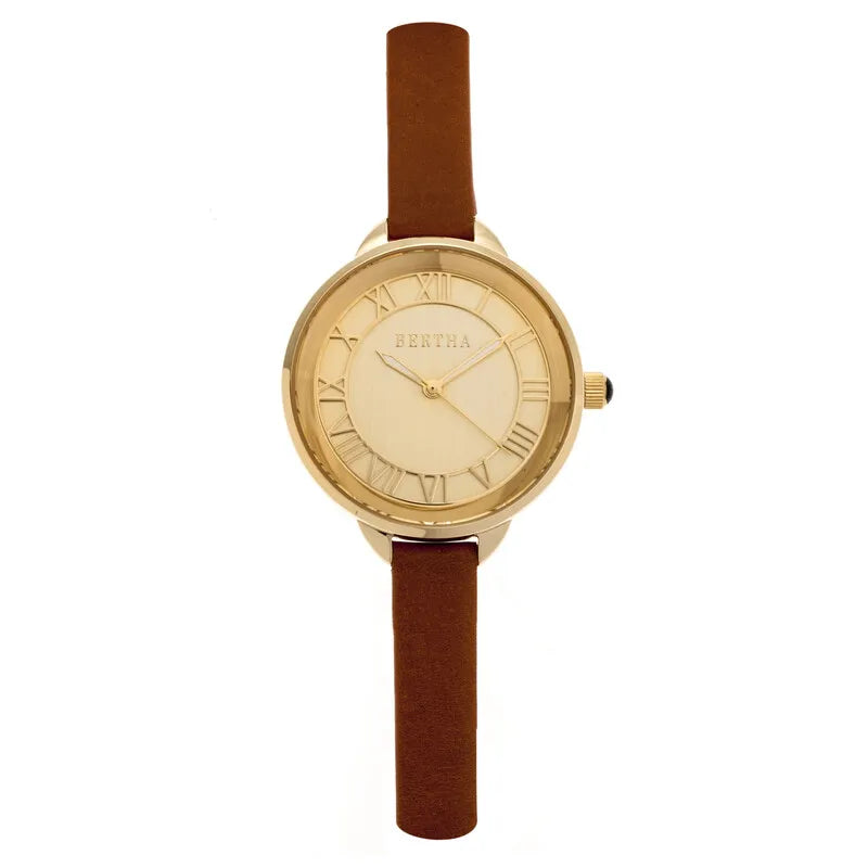 Madison Gold Dial Camel Leather Ladies Watch BR6705