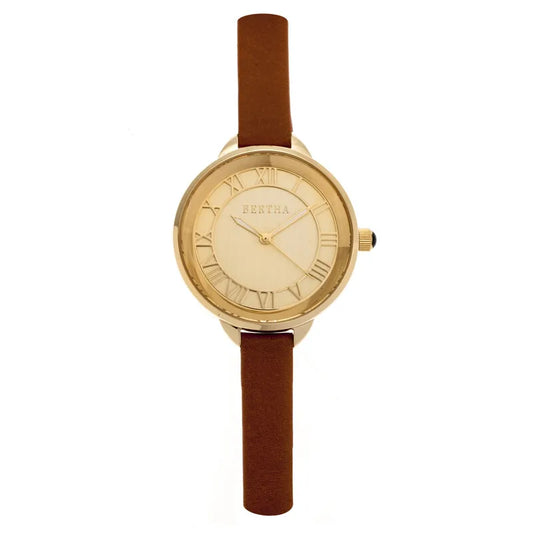 Madison Gold Dial Camel Leather Ladies Watch BR6705