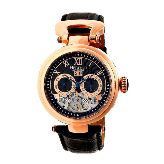 Heritor Ganzi Automatic Black Cut-Out Dial Men's Watch HR3306