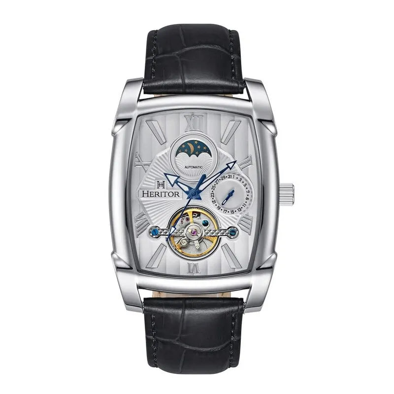 Heritor Valentin Automatic Silver Dial Men's Leather Watch HERHS4402