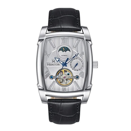 Heritor Valentin Automatic Silver Dial Men's Leather Watch HERHS4402